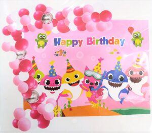 Pink Baby Shark Birthday Theme Set